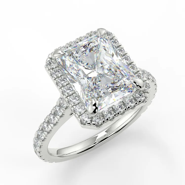 2.43 Carat Radiant Cut Moissanite Halo Ring