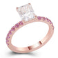 1.8 Carat Radiant Cut Moissanite & Pink Sapphire Ring