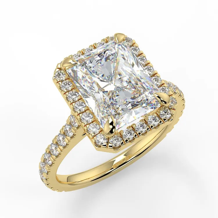 2.43 Carat Radiant Cut Moissanite Halo Ring