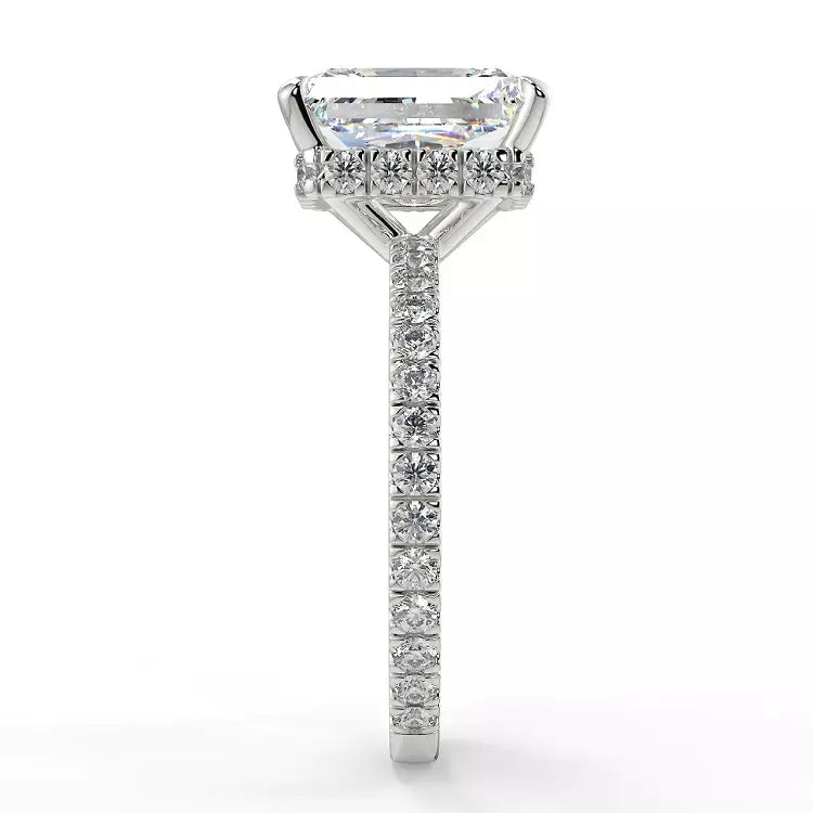 1.67 Carat Radiant Cut Crushed Ice Moissanite Ring