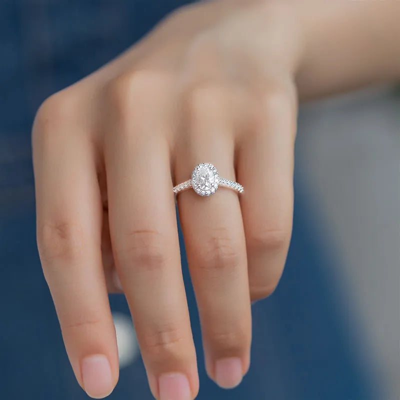 1 Carat Oval Cut Halo Ring