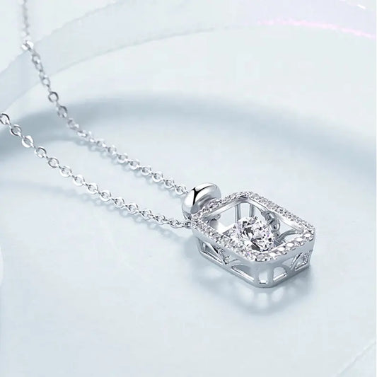 Dancing Moissanite in Rectangle Pendant