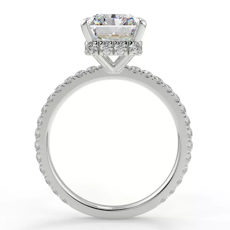 1.67 Carat Radiant Cut Crushed Ice Moissanite Ring
