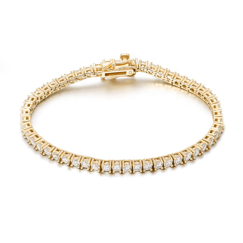 3 mm Tennis Bracelet in Silver & Plated Gold