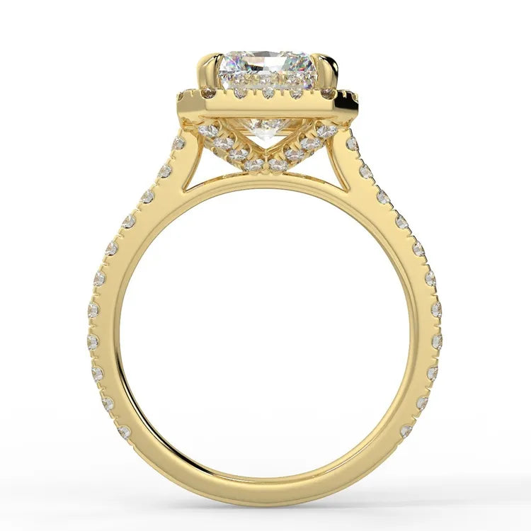 2.43 Carat Radiant Cut Moissanite Halo Ring