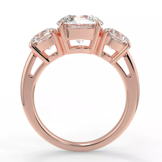 2.98 Carat tw Round Cut Moissanite Three Stone Ring