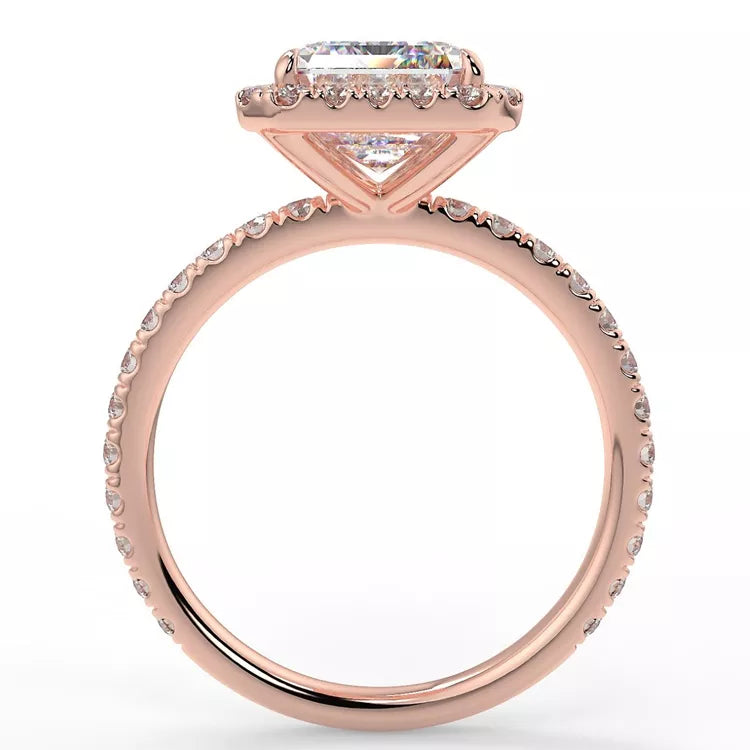 3.17 Carat Emerald Cut Moissanite Solitaire Halo Ring