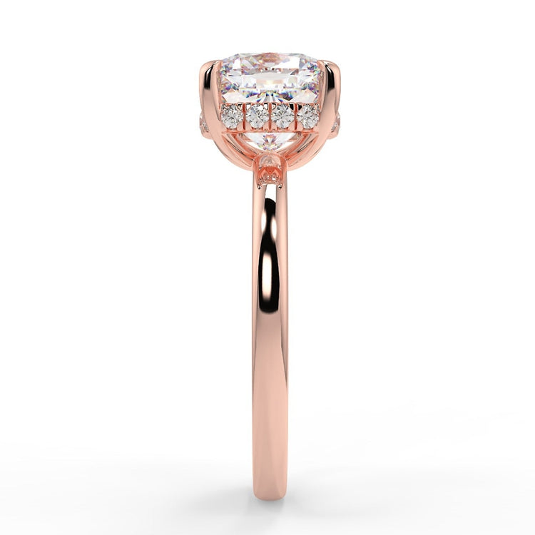 1.1 Carat Round Cut Moissanite Hidden Halo Ring