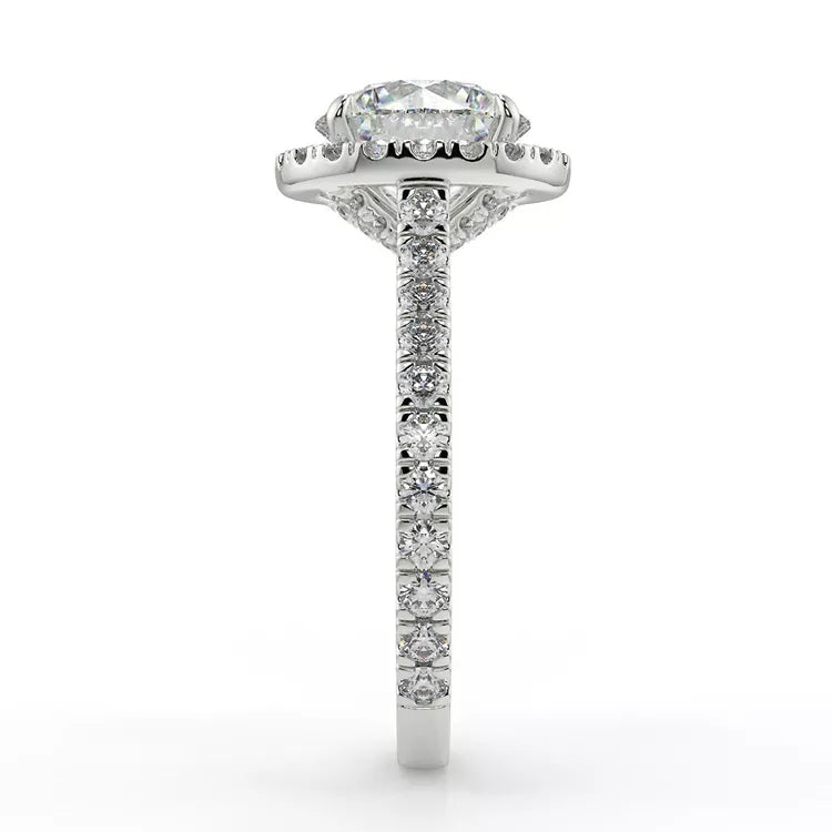 2 Carat Round Cut Moissanite Halo Ring