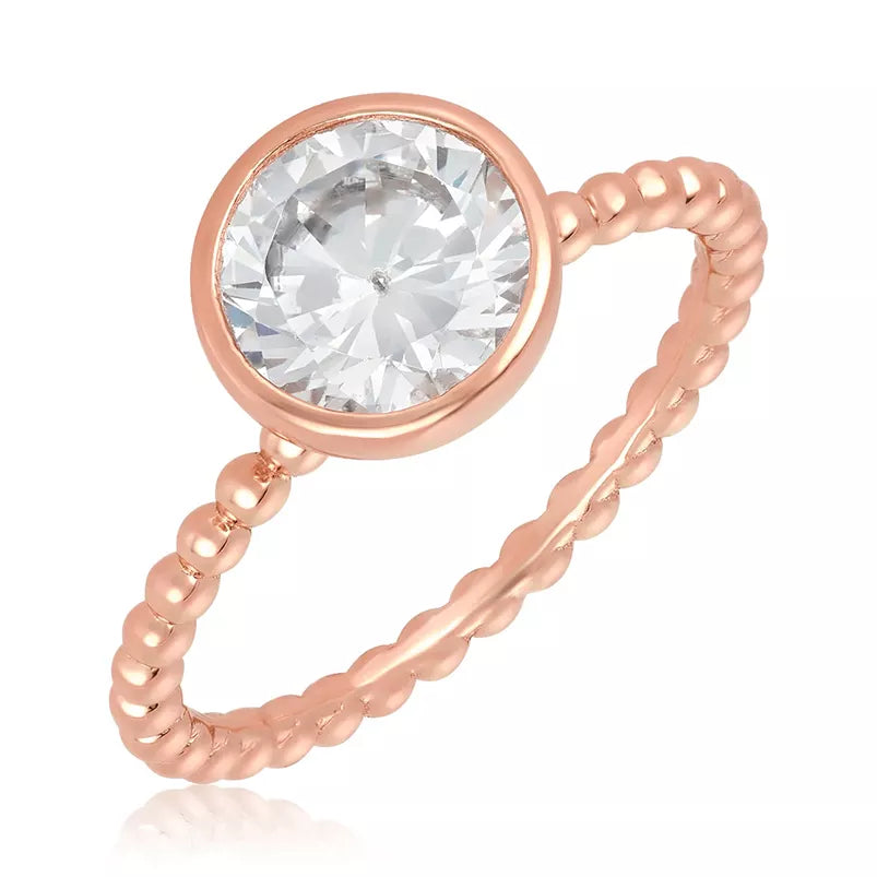 2 Carat Round Cut Moissanite Bezel Ring
