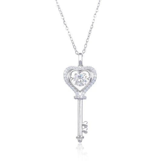 Dancing Moissanite in Key Pendant