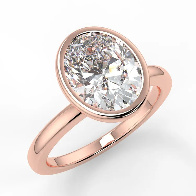 5.18 Carat Oval Cut Moissanite Bezel Set Ring