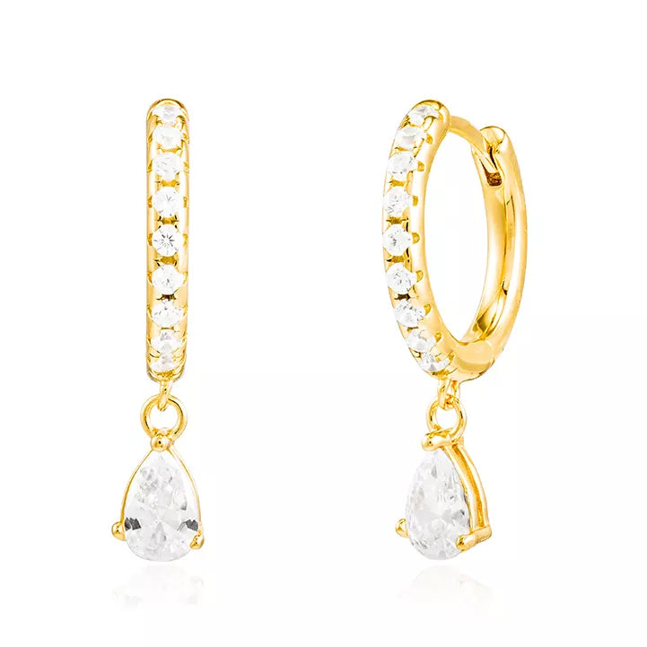 Petite Pear Cut Drop Hoops