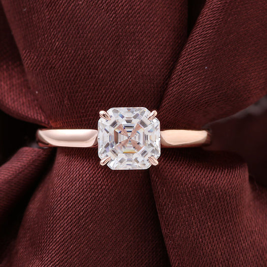 2.28 Carat Asscher Cut Moissanite Solitaire Ring