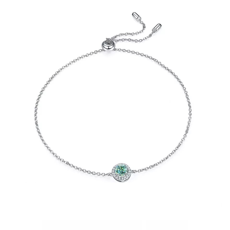 0.5 Carat Round Moissanite Halo Bracelet
