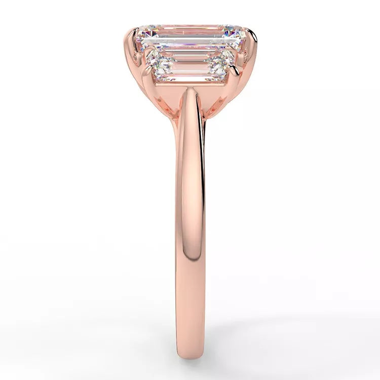 2.23 Emerald Cut Trilogy Moissanite Ring