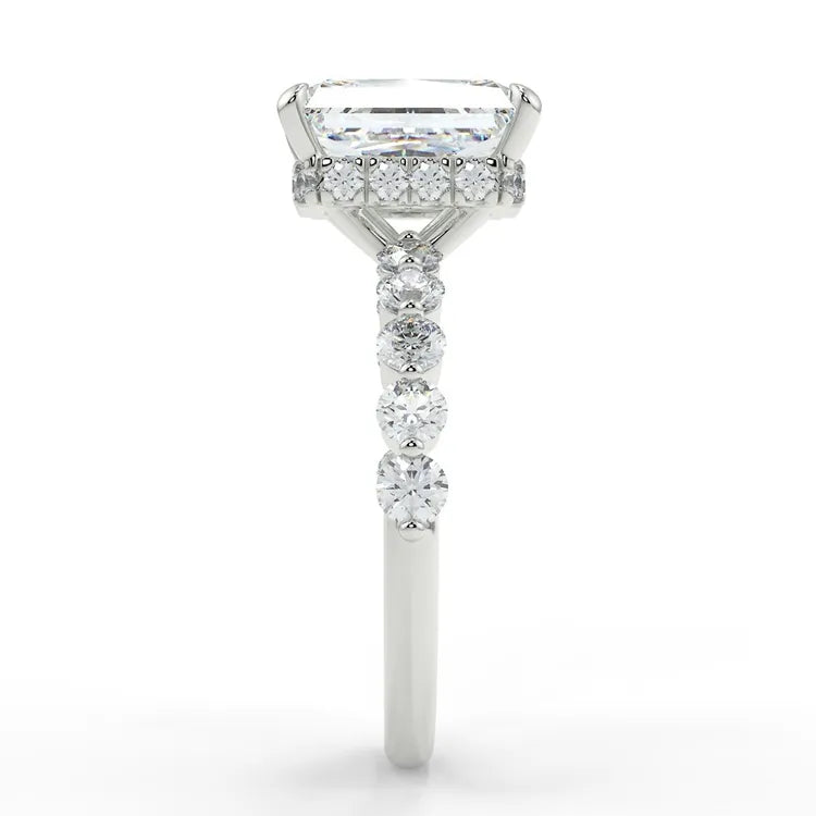 3.51 Carat Radiant Cut Moissanite Accent Band Ring