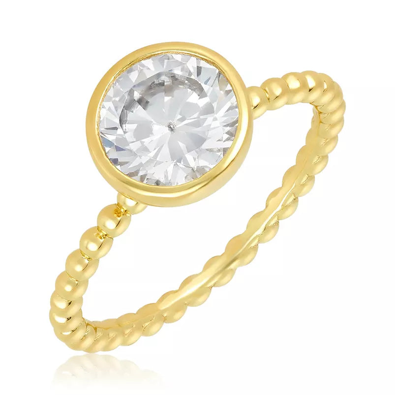 2 Carat Round Cut Moissanite Bezel Ring
