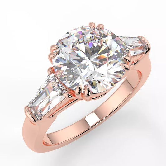 2.26 Carat Round Cut Moissanite Trilogy Ring