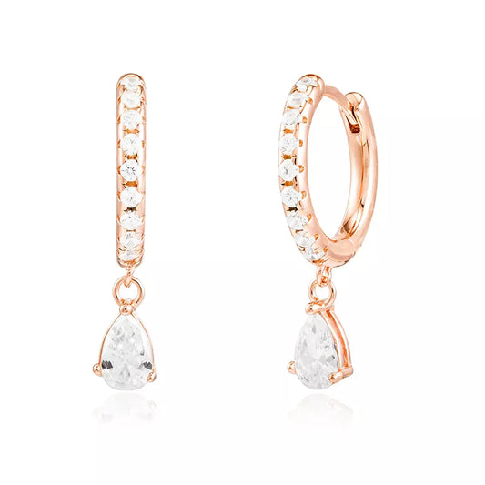 Petite Pear Cut Drop Hoops