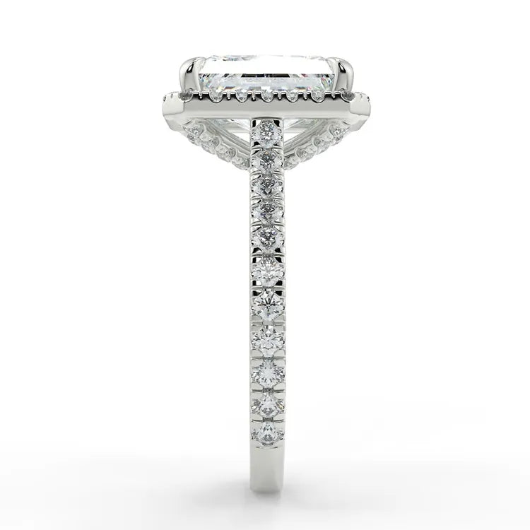 2.43 Carat Radiant Cut Moissanite Halo Ring