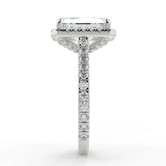 2.43 Carat Radiant Cut Moissanite Halo Ring