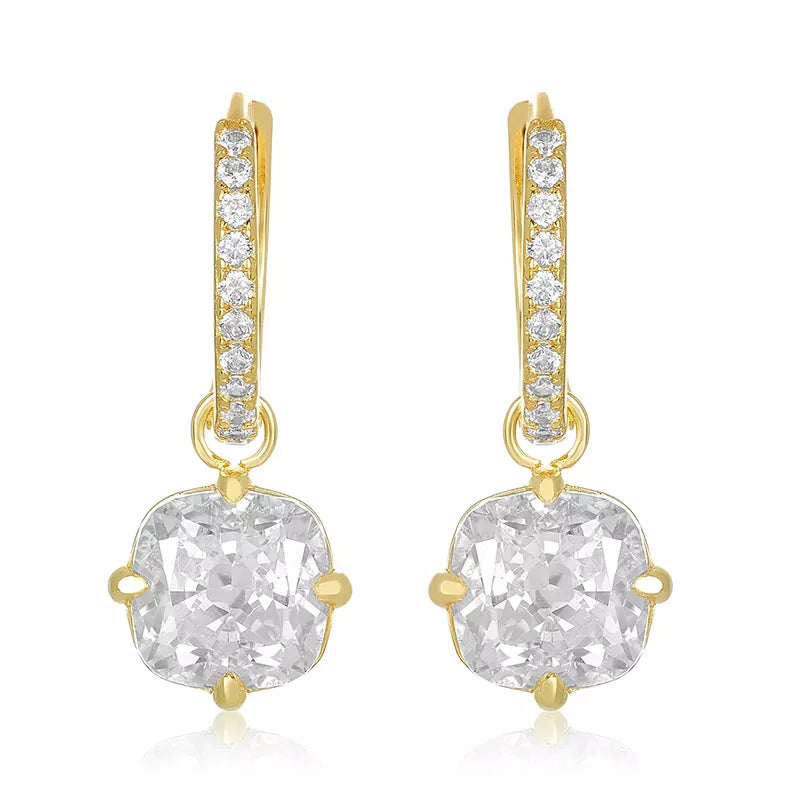 Cushion Cut Drop Hoops