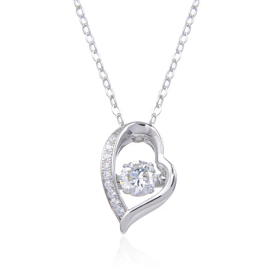 Dancing Moissanite in Heart Pendant Ready to Ship