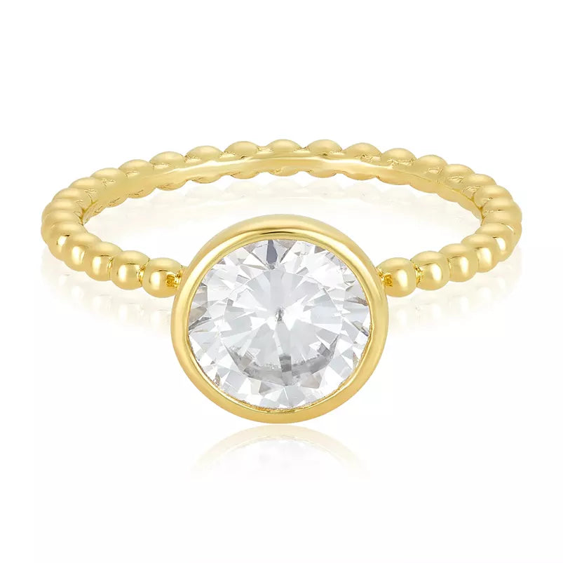 2 Carat Round Cut Moissanite Bezel Ring