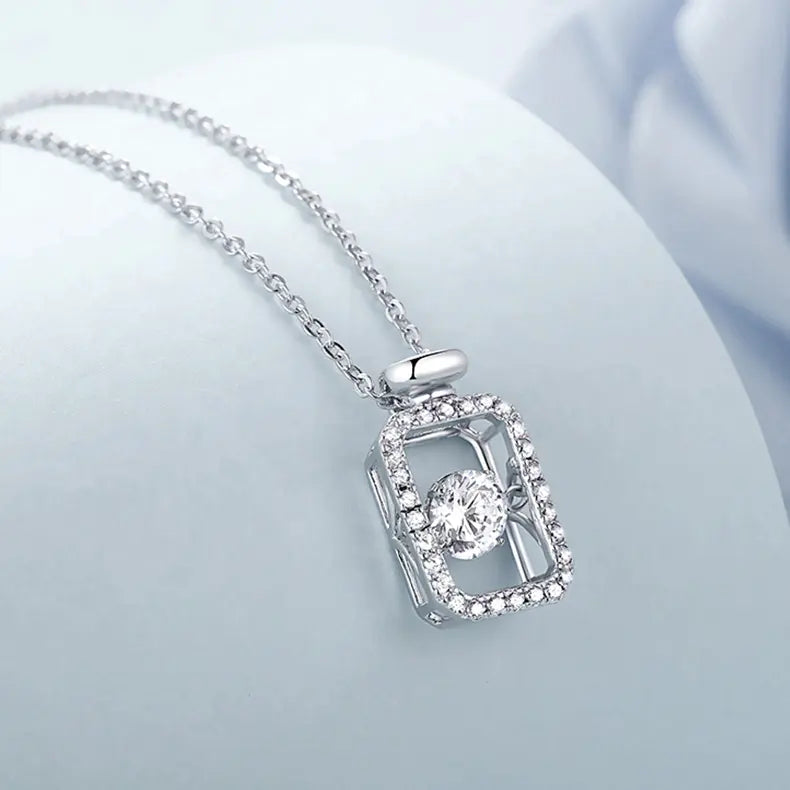 Dancing Moissanite in Rectangle Pendant