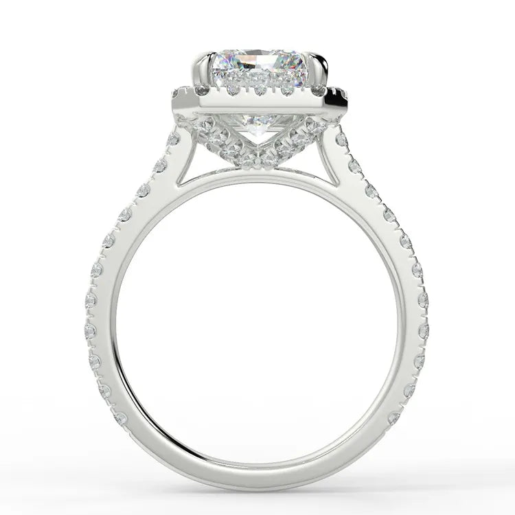 2.43 Carat Radiant Cut Moissanite Halo Ring
