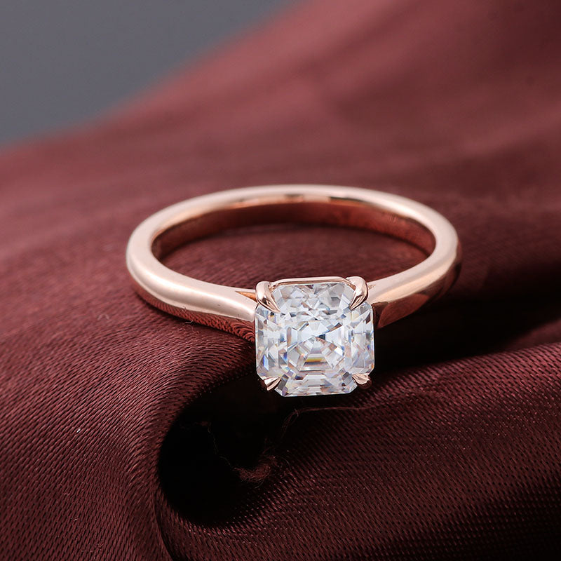 2.28 Carat Asscher Cut Moissanite Solitaire Ring