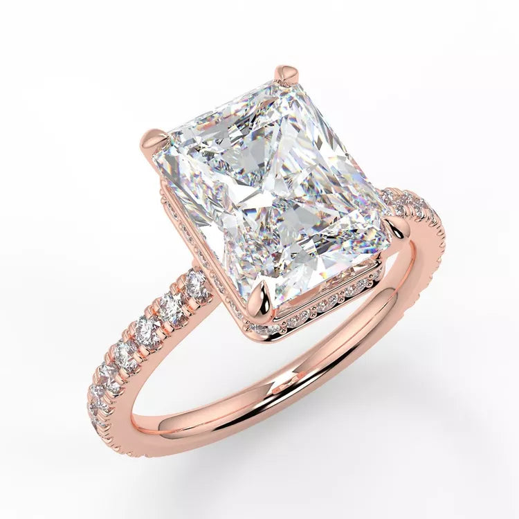 1.67 Carat Radiant Cut Crushed Ice Moissanite Ring