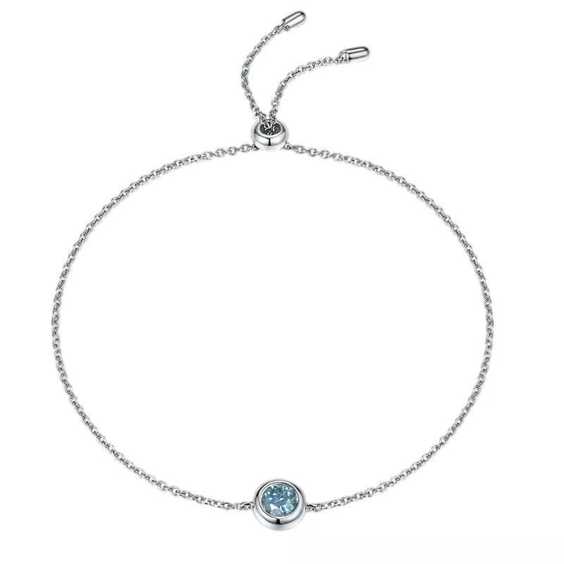 0.5 Carat Round Coloured Moissanite Bezel Bracelet