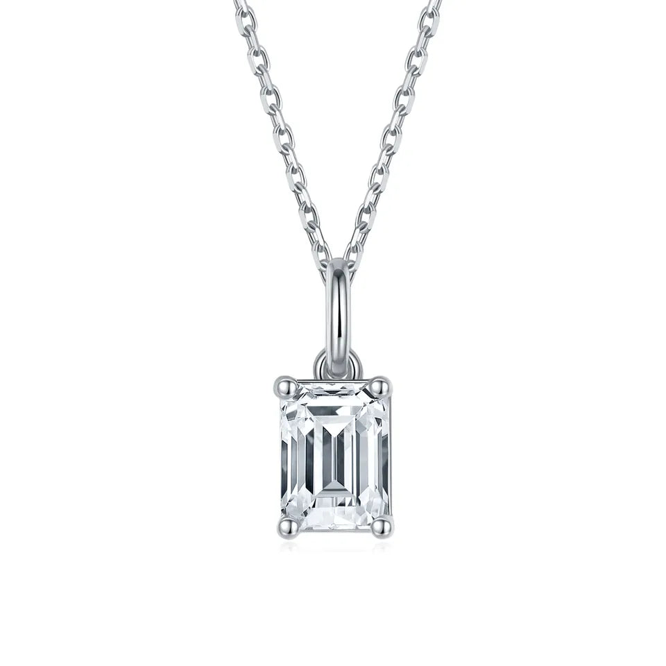Emerald Cut Moissanite Necklace