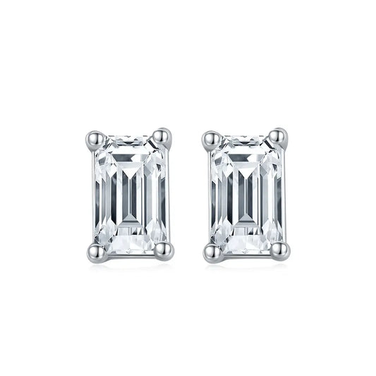 1 Carat tw Emerald Cut Moissanite Stud Earrings