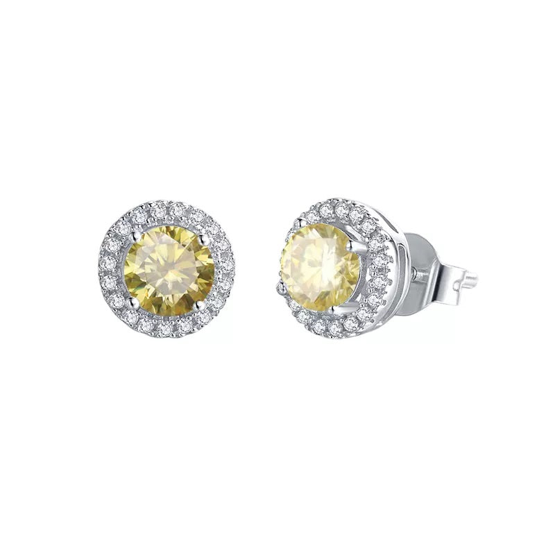 1 Carat tw Round Moissanite Halo Stud Earrings