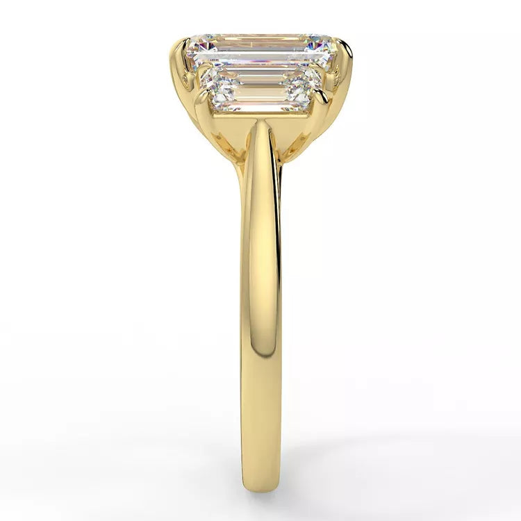 2.23 Emerald Cut Trilogy Moissanite Ring