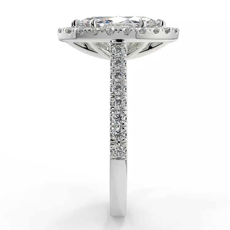 2.48 Carat Marquise Cut Moissanite Solitaire Halo Ring