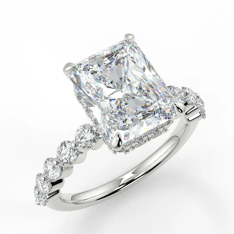 3.51 Carat Radiant Cut Moissanite Accent Band Ring