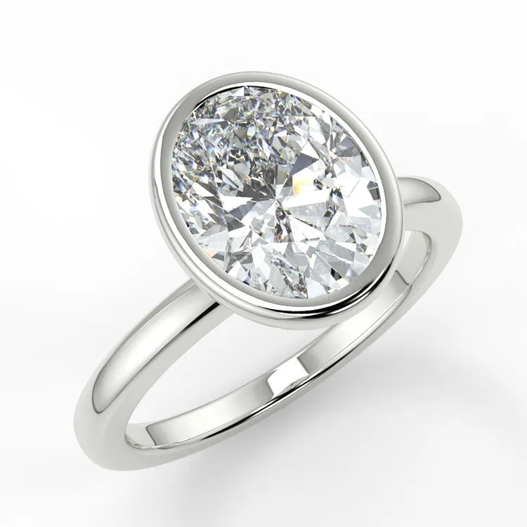 5.18 Carat Oval Cut Moissanite Bezel Set Ring