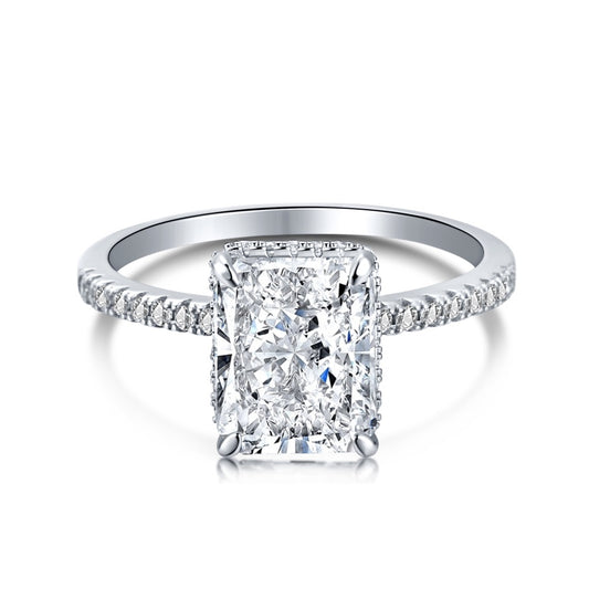 1.67 Carat Radiant Cut Crushed Ice Moissanite Ring