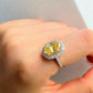 3 Carat Oval Cut Crushed Ice Yellow Moissanite Ring with Halo