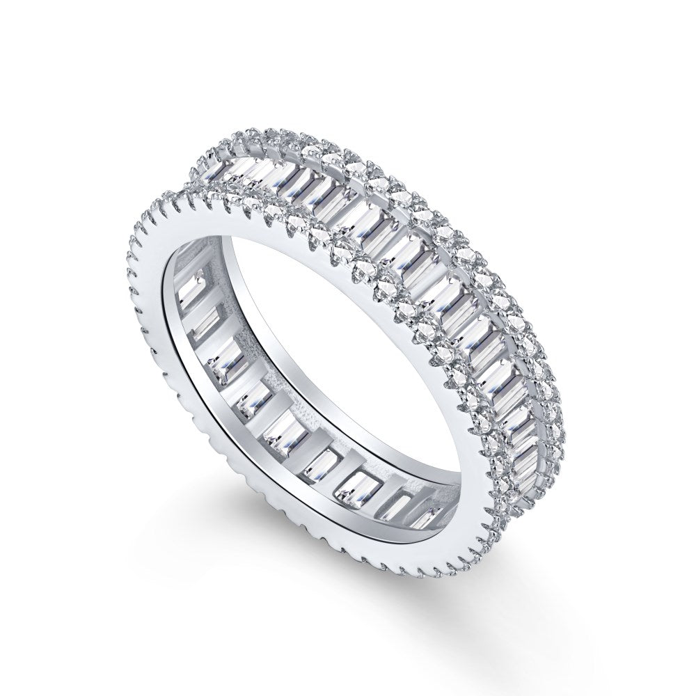 4mm Baguette Cut Moissanite Eternity Band
