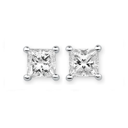 1 Carat tw Princess Cut Moissanite Stud Earrings