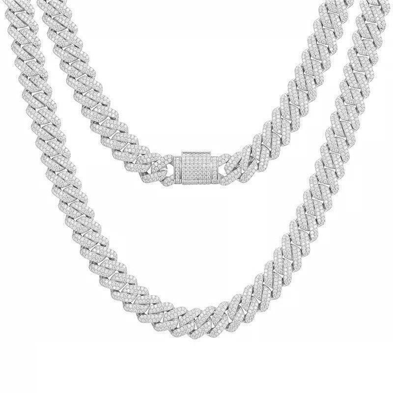 14 mm Miami Cuban Link Moissanite Chain Necklace Iced Out