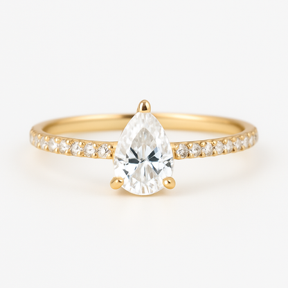 0.4 Carat Pear Moissanite Petite Ring