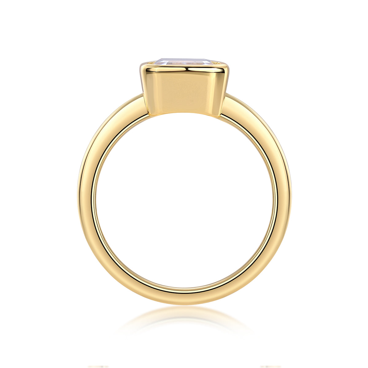2.23 Carat Emerald Cut Moissanite Bezel Ring