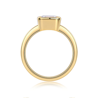2.23 Carat Emerald Cut Moissanite Bezel Ring