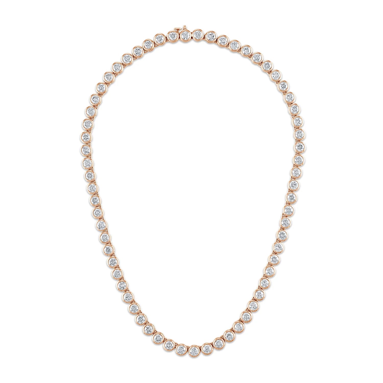 2mm moissanite tennis chain necklace in 14K or 18K yellow gold, bezel set diamond alternative jewellery Australia, minimalist fine jewellery